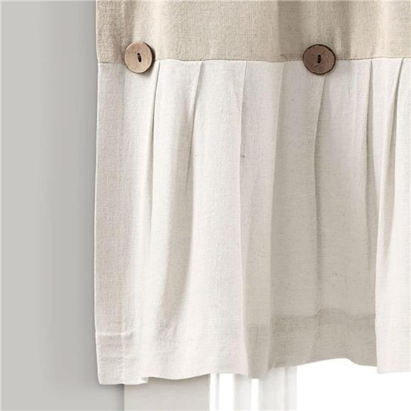 Linen Button Farmhouse Valance, 18"L x 84"W, Linen - Picture 4 of 7